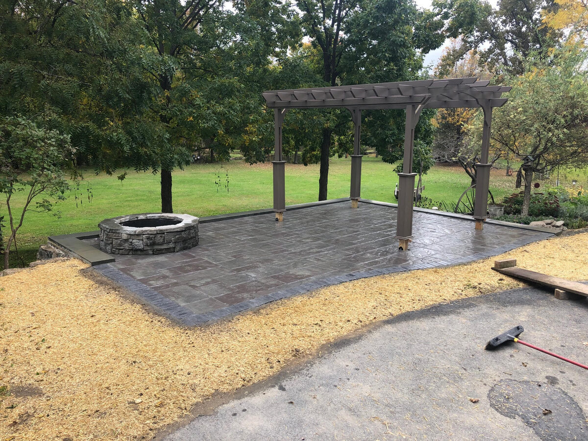 Completed patio with pergola - alternate angle