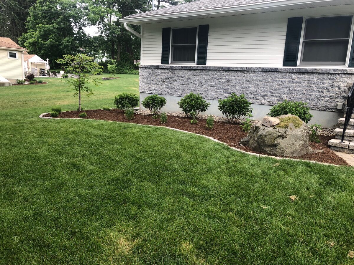Ornamental tree and mulch bed installation